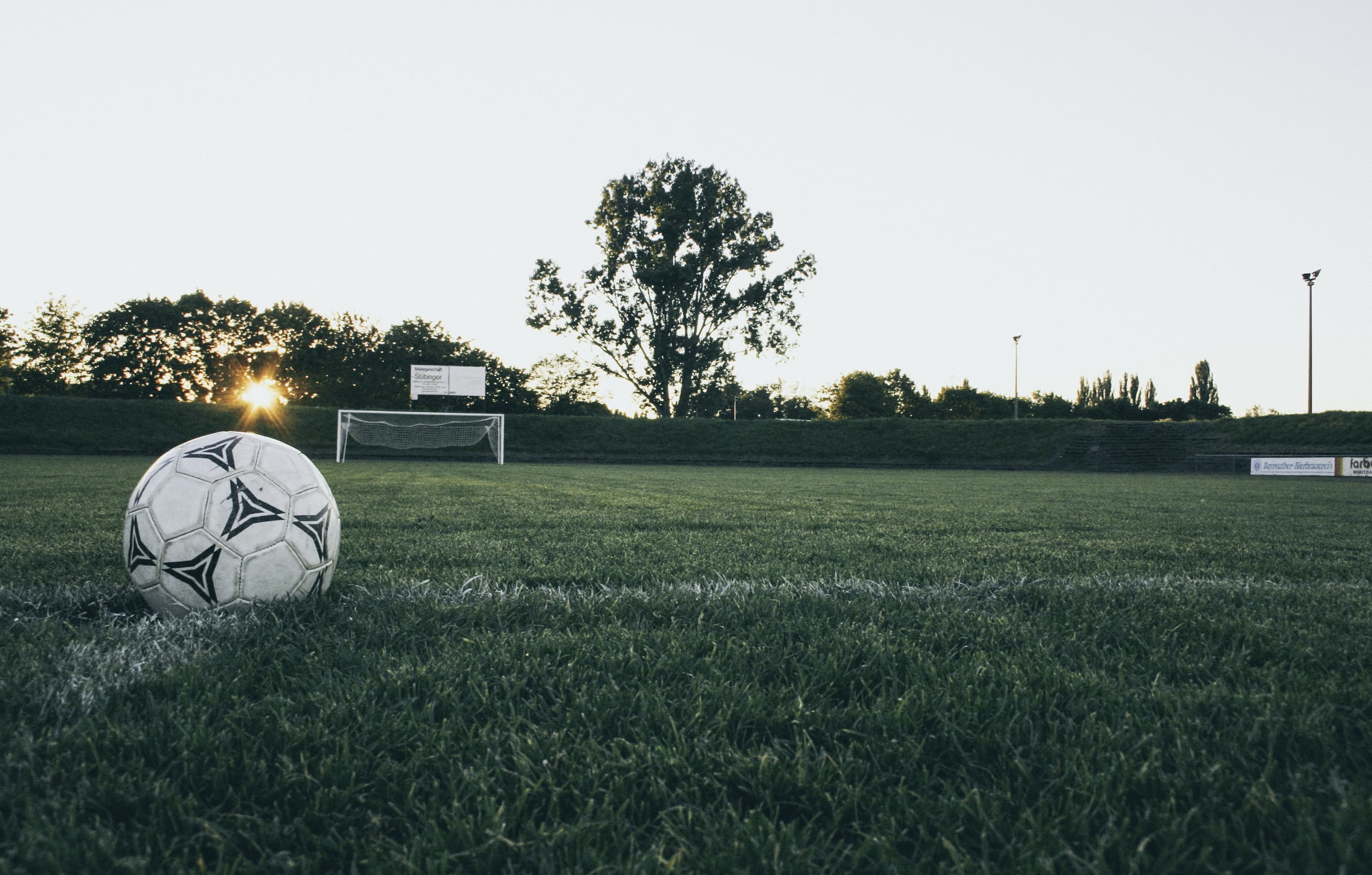Negative Space Black and White Soccer Ball on Grass