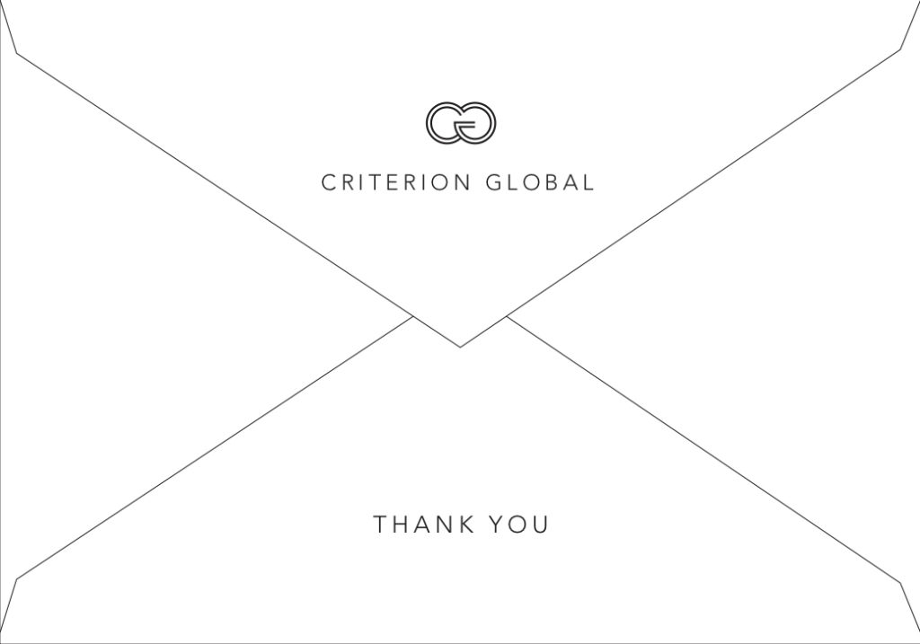 A white envelope with the words 'criterion global' on it, representing an international media agency.