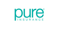 国際的なメディアエージェンシーと黒背景の純粋な保険のロゴ。